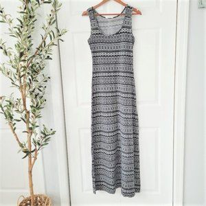 Black & white tribal print racerback maxi dress M